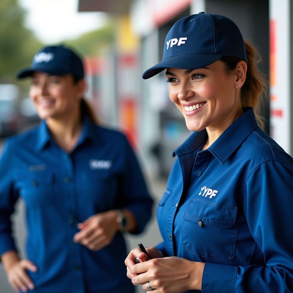 Empleados YPF atendiendo a clientes